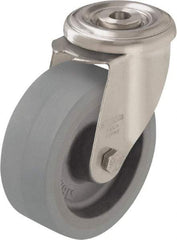 Blickle - 5" Diam x 1-9/16" Wide x 5-7/8" OAH Hollow Kingpin Mount Swivel Caster - Heat-Resistant Silicone Rubber, 264 Lb Capacity, Plain Bore Bearing, Hollow Kingpin Stem - Eagle Tool & Supply