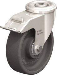 Blickle - 5" Diam x 1-9/16" Wide x 5-7/8" OAH Hollow Kingpin Mount Swivel Caster with Brake - Heat-Resistant Nylon, 330 Lb Capacity, Ball Bearing, Hollow Kingpin Stem - Eagle Tool & Supply