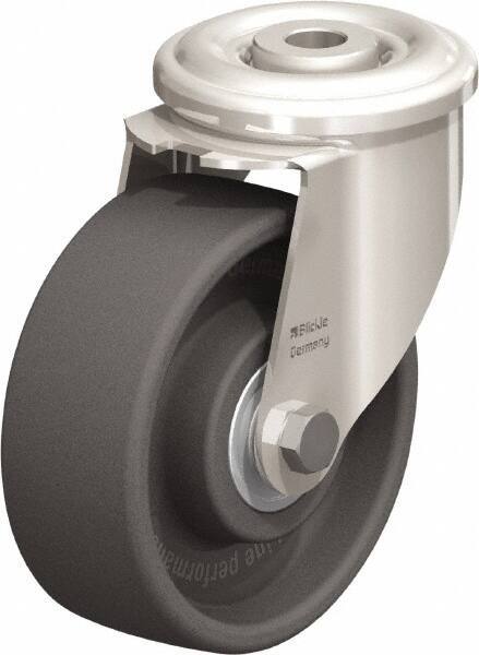 Blickle - 4" Diam x 1-1/2" Wide x 4-59/64" OAH Hollow Kingpin Mount Swivel Caster - Heat-Resistant Nylon, 330 Lb Capacity, Ball Bearing, Hollow Kingpin Stem - Eagle Tool & Supply