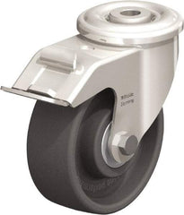 Blickle - 4" Diam x 1-1/2" Wide x 4-59/64" OAH Hollow Kingpin Mount Swivel Caster with Brake - Heat-Resistant Nylon, 330 Lb Capacity, Ball Bearing, Hollow Kingpin Stem - Eagle Tool & Supply