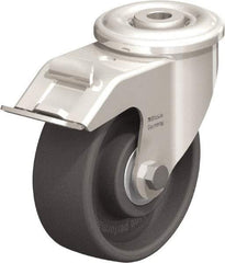 Blickle - 4" Diam x 1-1/2" Wide x 4-59/64" OAH Hollow Kingpin Mount Swivel Caster with Brake - Heat-Resistant Nylon, 330 Lb Capacity, Ball Bearing, Hollow Kingpin Stem - Eagle Tool & Supply
