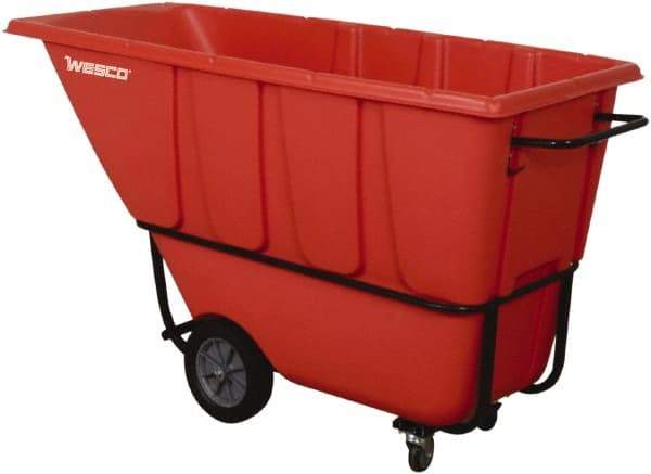 Wesco Industrial Products - 1,250 Lb Load Capacity, 1 Cu Yd, Polyethylene Tilt Truck - 32" Wide x 72-3/4" Long x 37" High, Red - Eagle Tool & Supply