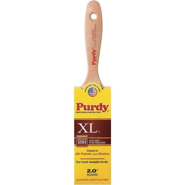 Purdy - 2" Flat Synthetic Trim Brush - 2-11/16" Bristle Length, 2-11/16" Wood Beavertail Handle - Eagle Tool & Supply