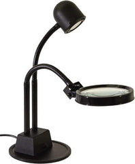 Electrix - 7 Volt, LED, Machine Light - Weighted for Desk, 7 Ft. Cord, 1.75x Magnification, 5 Inch Light Diameter, Black - Eagle Tool & Supply