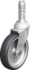 Blickle - 4" Diam x 63/64" Wide x 4-7/8" OAH Metal Expander Mount Swivel Caster - Rubber Elastomer (TPE), 154 Lb Capacity, Plain Bore Bearing, Metal Expander Stem - Eagle Tool & Supply