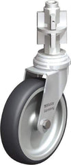 Blickle - 4" Diam x 63/64" Wide x 4-7/8" OAH Metal Expander Mount Swivel Caster - Rubber Elastomer (TPE), 154 Lb Capacity, Plain Bore Bearing, Metal Expander Stem - Eagle Tool & Supply