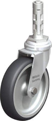Blickle - 4" Diam x 63/64" Wide x 4-7/8" OAH Metal Expander Mount Swivel Caster - Rubber Elastomer (TPE), 154 Lb Capacity, Plain Bore Bearing, Metal Expander Stem - Eagle Tool & Supply
