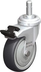 Blickle - 3" Diam x 63/64" Wide x 3-55/64" OAH Stem Mount Swivel Caster with Brake - Rubber Elastomer (TPE), 165 Lb Capacity, Ball Bearing, Friction Stem - Eagle Tool & Supply