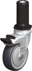 Blickle - 3" Diam x 63/64" Wide x 4" OAH Stem Mount Swivel Caster with Brake - Rubber Elastomer (TPE), 165 Lb Capacity, Ball Bearing, Round Stem - Eagle Tool & Supply