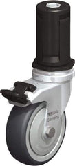 Blickle - 3" Diam x 63/64" Wide x 4" OAH Stem Mount Swivel Caster with Brake - Rubber Elastomer (TPE), 165 Lb Capacity, Ball Bearing, Round Stem - Eagle Tool & Supply