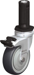 Blickle - 3" Diam x 63/64" Wide x 4" OAH Stem Mount Swivel Caster with Brake - Rubber Elastomer (TPE), 165 Lb Capacity, Ball Bearing, Round Stem - Eagle Tool & Supply