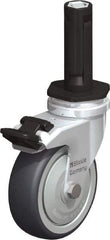 Blickle - 3" Diam x 63/64" Wide x 4" OAH Stem Mount Swivel Caster with Brake - Rubber Elastomer (TPE), 165 Lb Capacity, Ball Bearing, Round Stem - Eagle Tool & Supply