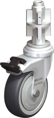 Blickle - 3" Diam x 63/64" Wide x 4" OAH Metal Expander Mount Swivel Caster with Brake - Rubber Elastomer (TPE), 165 Lb Capacity, Ball Bearing, Metal Expander Stem - Eagle Tool & Supply