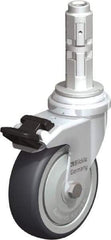 Blickle - 3" Diam x 63/64" Wide x 4" OAH Metal Expander Mount Swivel Caster with Brake - Rubber Elastomer (TPE), 165 Lb Capacity, Ball Bearing, Metal Expander Stem - Eagle Tool & Supply