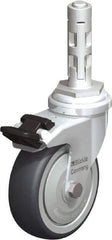 Blickle - 3" Diam x 63/64" Wide x 4" OAH Metal Expander Mount Swivel Caster with Brake - Rubber Elastomer (TPE), 165 Lb Capacity, Ball Bearing, Metal Expander Stem - Eagle Tool & Supply