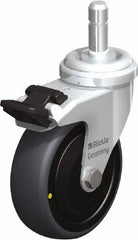 Blickle - 3" Diam x 63/64" Wide x 3-27/32" OAH Stem Mount Swivel Caster with Brake - Rubber Elastomer (TPE), 110 Lb Capacity, Ball Bearing, Friction Stem - Eagle Tool & Supply