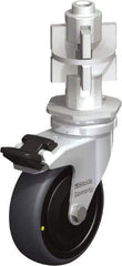 Blickle - 3" Diam x 63/64" Wide x 4" OAH Metal Expander Mount Swivel Caster with Brake - Rubber Elastomer (TPE), 110 Lb Capacity, Ball Bearing, Metal Expander Stem - Eagle Tool & Supply