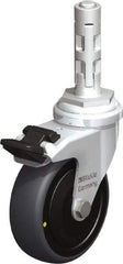 Blickle - 3" Diam x 63/64" Wide x 4" OAH Metal Expander Mount Swivel Caster with Brake - Rubber Elastomer (TPE), 110 Lb Capacity, Ball Bearing, Metal Expander Stem - Eagle Tool & Supply