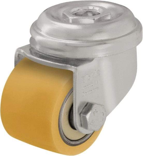Blickle - 1-1/2" Diam x 1-1/16" Wide x 2" OAH Hollow Kingpin Mount Swivel Caster - Polyurethane-Elastomer Blickle Extrathane, 220 Lb Capacity, Ball Bearing, Hollow Kingpin Stem - Eagle Tool & Supply