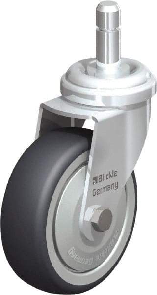 Blickle - 3" Diam x 63/64" Wide x 3-55/64" OAH Stem Mount Swivel Caster - Rubber Elastomer (TPE), 165 Lb Capacity, Ball Bearing, Friction Stem - Eagle Tool & Supply