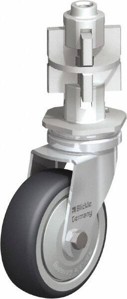 Blickle - 3" Diam x 63/64" Wide x 4" OAH Metal Expander Mount Swivel Caster - Rubber Elastomer (TPE), 165 Lb Capacity, Ball Bearing, Metal Expander Stem - Eagle Tool & Supply