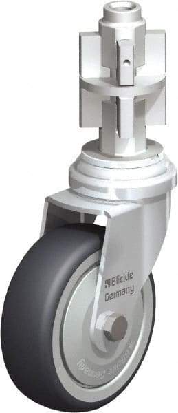 Blickle - 3" Diam x 63/64" Wide x 4" OAH Metal Expander Mount Swivel Caster - Rubber Elastomer (TPE), 165 Lb Capacity, Ball Bearing, Metal Expander Stem - Eagle Tool & Supply