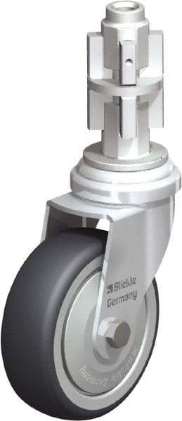 Blickle - 3" Diam x 63/64" Wide x 4" OAH Metal Expander Mount Swivel Caster - Rubber Elastomer (TPE), 165 Lb Capacity, Ball Bearing, Metal Expander Stem - Eagle Tool & Supply