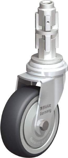 Blickle - 3" Diam x 63/64" Wide x 4" OAH Metal Expander Mount Swivel Caster - Rubber Elastomer (TPE), 165 Lb Capacity, Ball Bearing, Metal Expander Stem - Eagle Tool & Supply