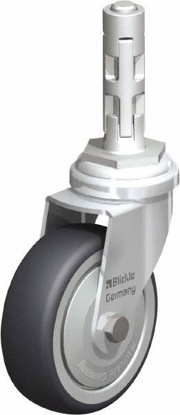 Blickle - 3" Diam x 63/64" Wide x 4" OAH Metal Expander Mount Swivel Caster - Rubber Elastomer (TPE), 165 Lb Capacity, Ball Bearing, Metal Expander Stem - Eagle Tool & Supply