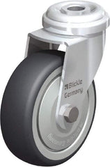 Blickle - 3" Diam x 63/64" Wide x 3-27/32" OAH Hollow Kingpin Mount Swivel Caster - Rubber Elastomer (TPE), 165 Lb Capacity, Ball Bearing, Hollow Kingpin Stem - Eagle Tool & Supply