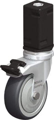 Blickle - 3" Diam x 63/64" Wide x 4" OAH Stem Mount Swivel Caster with Brake - Rubber Elastomer (TPE), 165 Lb Capacity, Ball Bearing, Square Stem - Eagle Tool & Supply