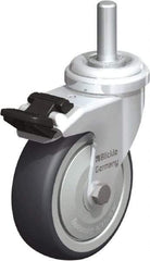 Blickle - 3" Diam x 63/64" Wide x 3-27/32" OAH Stem Mount Swivel Caster with Brake - Rubber Elastomer (TPE), 165 Lb Capacity, Ball Bearing, 3/8 x 1-13/16" Threaded Stem - Eagle Tool & Supply