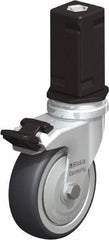 Blickle - 3" Diam x 63/64" Wide x 4" OAH Stem Mount Swivel Caster with Brake - Rubber Elastomer (TPE), 165 Lb Capacity, Ball Bearing, Square Stem - Eagle Tool & Supply