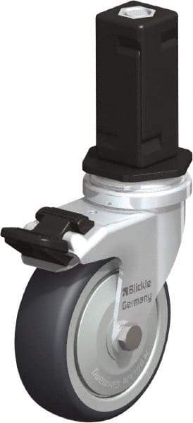 Blickle - 3" Diam x 63/64" Wide x 4" OAH Stem Mount Swivel Caster with Brake - Rubber Elastomer (TPE), 165 Lb Capacity, Ball Bearing, Square Stem - Eagle Tool & Supply
