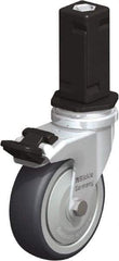 Blickle - 3" Diam x 63/64" Wide x 4" OAH Stem Mount Swivel Caster with Brake - Rubber Elastomer (TPE), 165 Lb Capacity, Ball Bearing, Square Stem - Eagle Tool & Supply