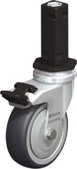 Blickle - 3" Diam x 63/64" Wide x 4" OAH Stem Mount Swivel Caster with Brake - Rubber Elastomer (TPE), 165 Lb Capacity, Ball Bearing, Square Stem - Eagle Tool & Supply