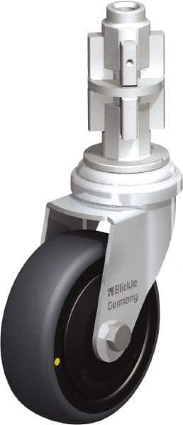 Blickle - 3" Diam x 63/64" Wide x 4" OAH Metal Expander Mount Swivel Caster - Rubber Elastomer (TPE), 110 Lb Capacity, Ball Bearing, Metal Expander Stem - Eagle Tool & Supply