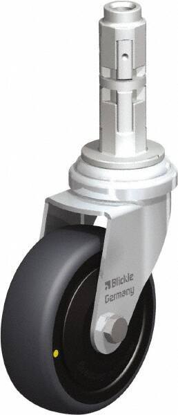 Blickle - 3" Diam x 63/64" Wide x 4" OAH Metal Expander Mount Swivel Caster - Rubber Elastomer (TPE), 110 Lb Capacity, Ball Bearing, Metal Expander Stem - Eagle Tool & Supply