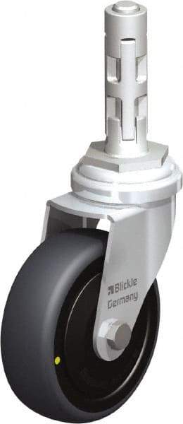 Blickle - 3" Diam x 63/64" Wide x 4" OAH Metal Expander Mount Swivel Caster - Rubber Elastomer (TPE), 110 Lb Capacity, Ball Bearing, Metal Expander Stem - Eagle Tool & Supply