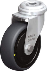 Blickle - 3" Diam x 63/64" Wide x 3-27/32" OAH Hollow Kingpin Mount Swivel Caster - Rubber Elastomer (TPE), 110 Lb Capacity, Ball Bearing, Hollow Kingpin Stem - Eagle Tool & Supply