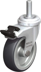 Blickle - 3" Diam x 63/64" Wide x 3-27/32" OAH Stem Mount Swivel Caster with Brake - Rubber Elastomer (TPE), 165 Lb Capacity, Plain Bore Bearing, 3/8" Threaded Stem - Eagle Tool & Supply