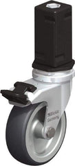 Blickle - 3" Diam x 63/64" Wide x 4" OAH Stem Mount Swivel Caster with Brake - Rubber Elastomer (TPE), 165 Lb Capacity, Plain Bore Bearing, Square Stem - Eagle Tool & Supply