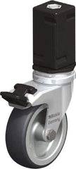 Blickle - 3" Diam x 63/64" Wide x 4" OAH Stem Mount Swivel Caster with Brake - Rubber Elastomer (TPE), 165 Lb Capacity, Plain Bore Bearing, Square Stem - Eagle Tool & Supply