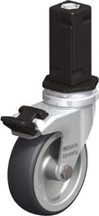 Blickle - 3" Diam x 63/64" Wide x 4" OAH Stem Mount Swivel Caster with Brake - Rubber Elastomer (TPE), 165 Lb Capacity, Plain Bore Bearing, Square Stem - Eagle Tool & Supply