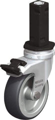 Blickle - 3" Diam x 63/64" Wide x 4" OAH Stem Mount Swivel Caster with Brake - Rubber Elastomer (TPE), 165 Lb Capacity, Plain Bore Bearing, Square Stem - Eagle Tool & Supply