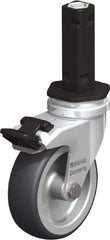 Blickle - 3" Diam x 63/64" Wide x 4" OAH Stem Mount Swivel Caster with Brake - Rubber Elastomer (TPE), 165 Lb Capacity, Plain Bore Bearing, Square Stem - Eagle Tool & Supply