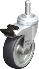 Blickle - 3" Diam x 63/64" Wide x 3-55/64" OAH Stem Mount Swivel Caster with Brake - Rubber Elastomer (TPE), 165 Lb Capacity, Plain Bore Bearing, Friction Stem - Eagle Tool & Supply