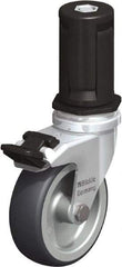 Blickle - 3" Diam x 63/64" Wide x 4" OAH Stem Mount Swivel Caster with Brake - Rubber Elastomer (TPE), 165 Lb Capacity, Plain Bore Bearing, Round Stem - Eagle Tool & Supply