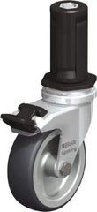 Blickle - 3" Diam x 63/64" Wide x 4" OAH Stem Mount Swivel Caster with Brake - Rubber Elastomer (TPE), 165 Lb Capacity, Plain Bore Bearing, Round Stem - Eagle Tool & Supply