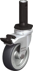 Blickle - 3" Diam x 63/64" Wide x 4" OAH Stem Mount Swivel Caster with Brake - Rubber Elastomer (TPE), 165 Lb Capacity, Plain Bore Bearing, Round Stem - Eagle Tool & Supply